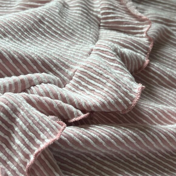 Caution To The Wind Midi Dress Size Large Pink Striped Tiered V-Neck Sleeveless - Picture 5 of 7